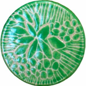 Keramik Pflasterstein sgraffito rund grün von Guido Kratz aus Hannover